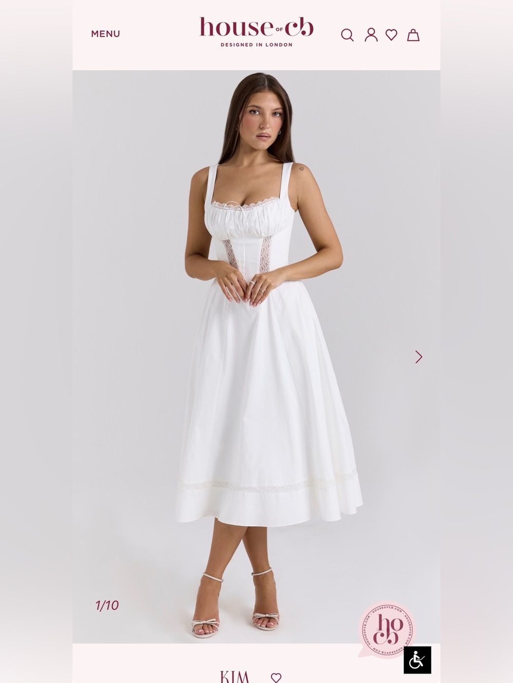 House of CB White “Kim” Midi Dress